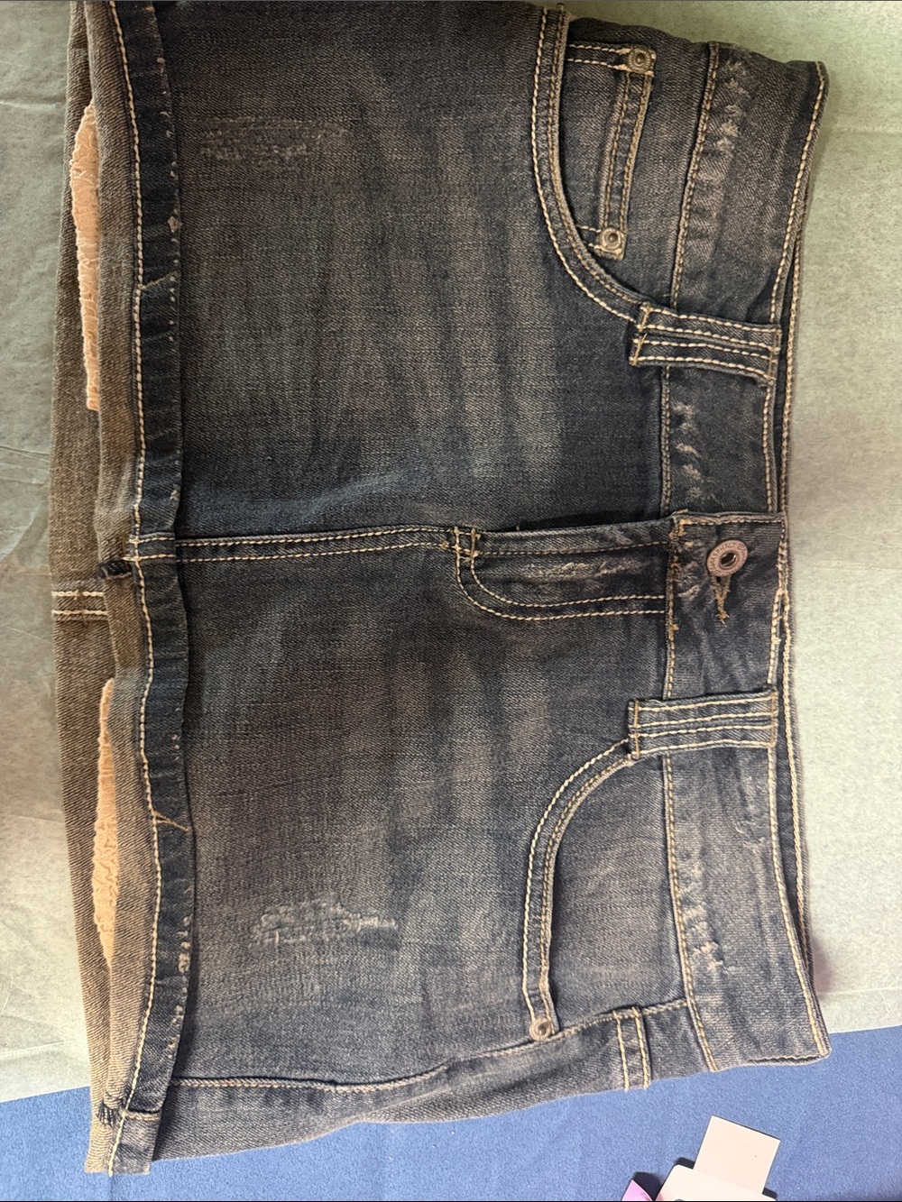 Blue Asphalt Indigo Denim Waistband Detail Skirt